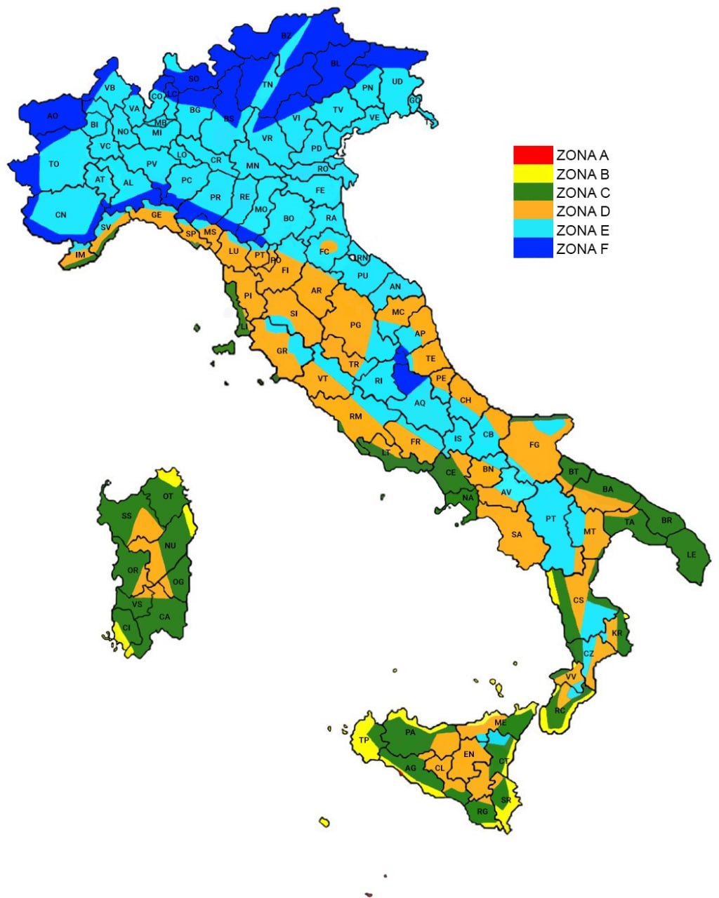 Caro energia mappa Italia